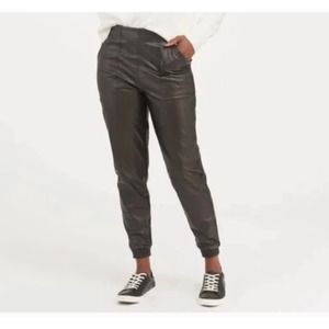 Spanx Leather Like Jogger Noir Black‎ Size XS Women NWT